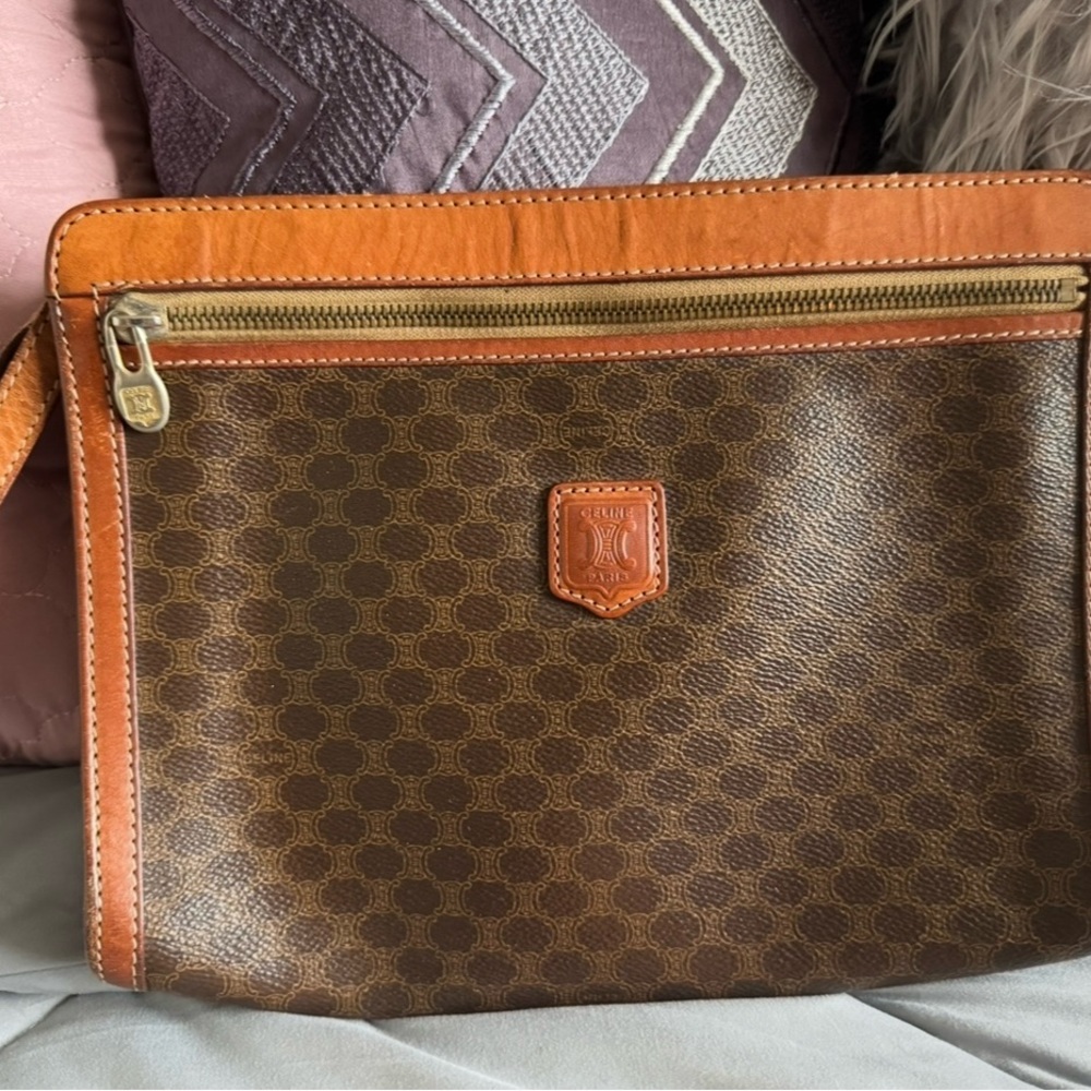 Celine Brown and Tan Clutch - Picture 1 of 9